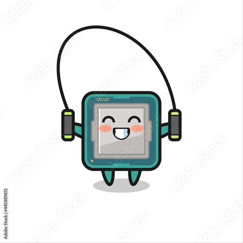 processor character cartoon with skipping rope