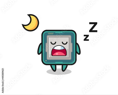 processor character illustration sleeping at night