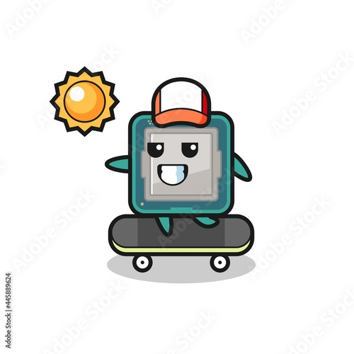 processor character illustration ride a skateboard