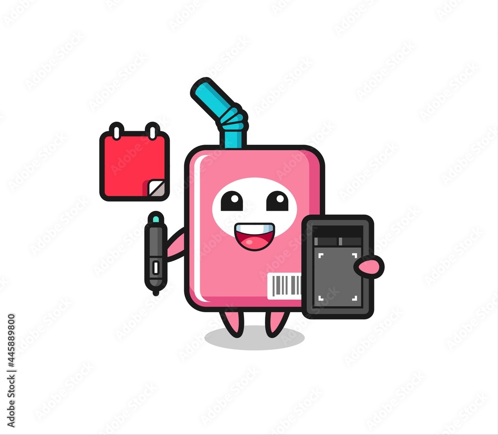 Illustration of milk box mascot as a graphic designer Illustration of milk box mascot as a graphic designer