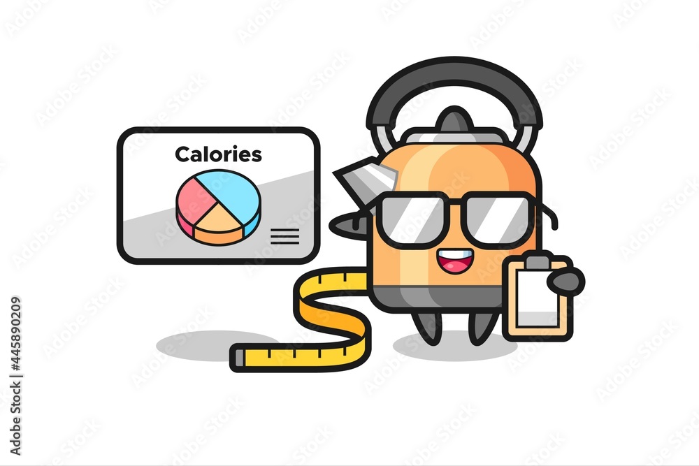 Illustration of kettle mascot as a dietitian