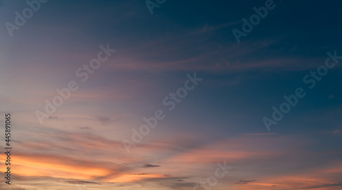 dusk sky in the evening with colorful sunset clouds 