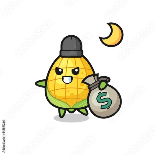Illustration of corn cartoon is stolen the money