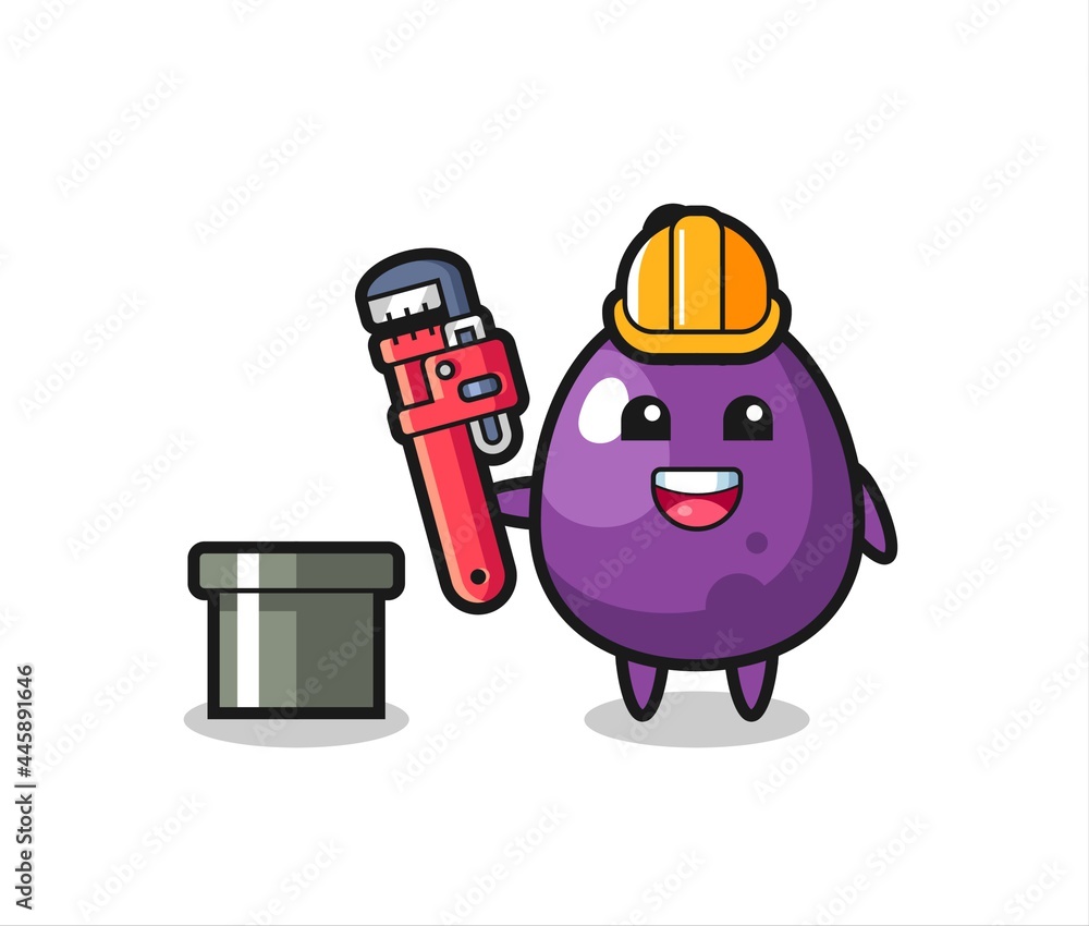 Fototapeta premium Character Illustration of eggplant as a plumber