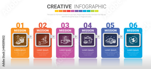 Infographic design elements for your business with 6 options.