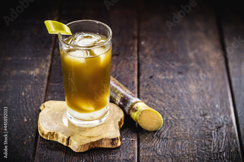 sugarcane juice, called garapa in Brazil, made with sugar cane, served chilled