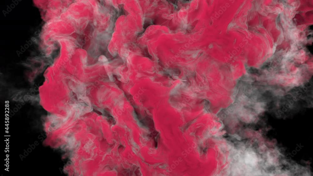 Two streams of red smoke enter from different sides of the frame