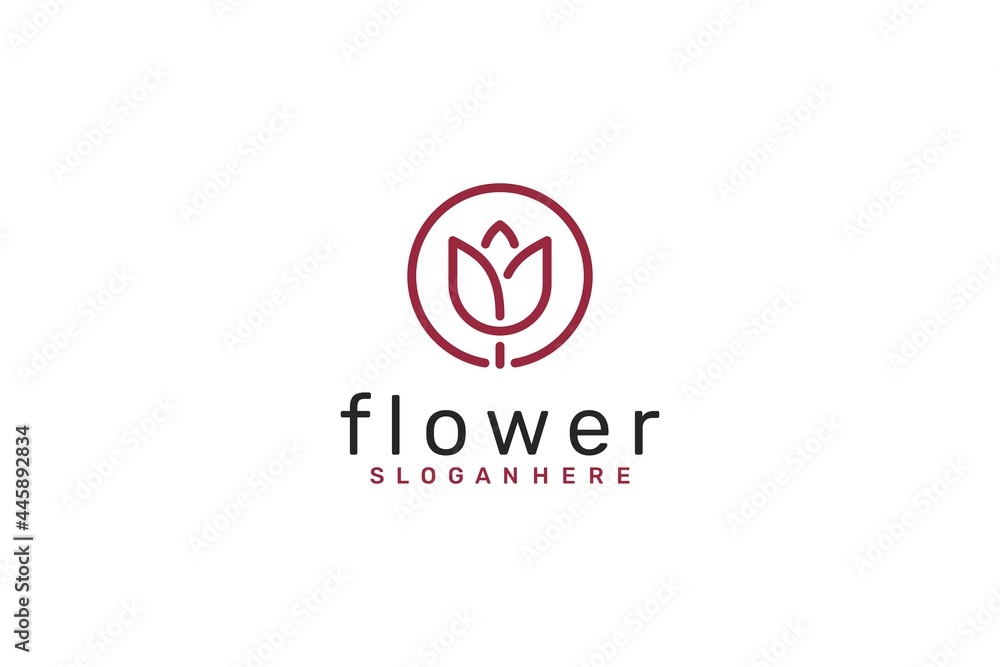 Minimalist Flower Logo, Beauty Logo. Vector Design.
