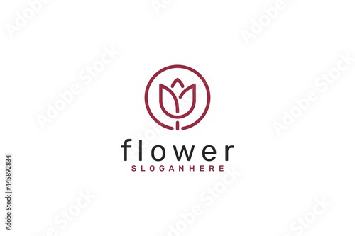 Minimalist Flower Logo, Beauty Logo. Vector Design.