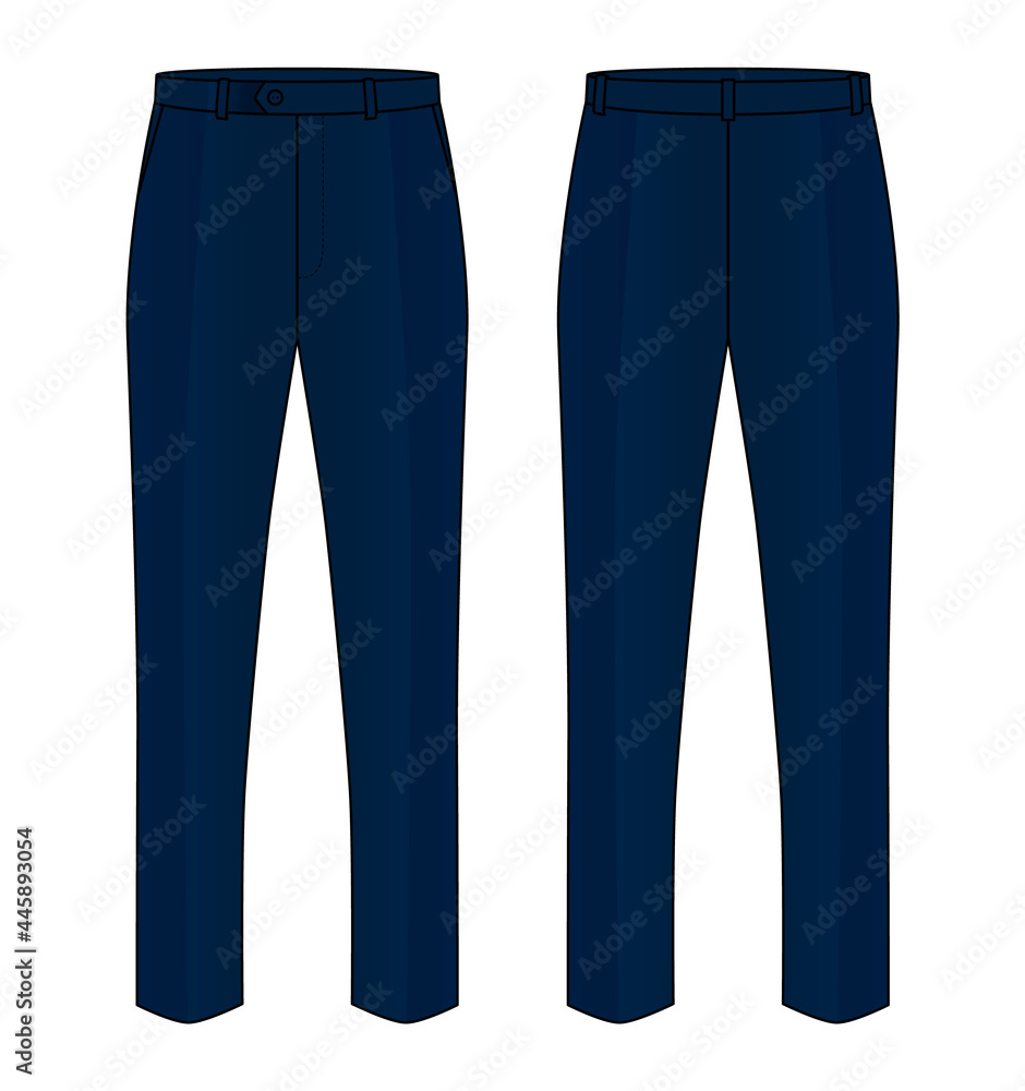 Navy Blue Tracksuit Pants Template Vector on White Background.Front and ...
