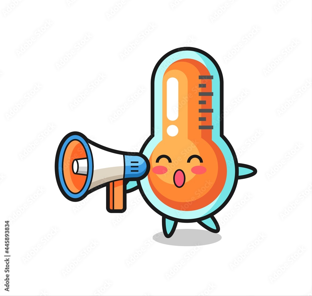 Naklejka premium thermometer character illustration holding a megaphone