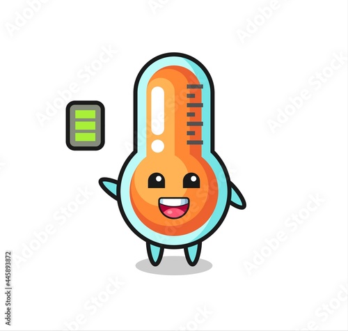 thermometer mascot character with energetic gesture