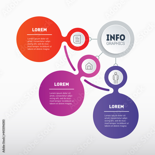 Info graphic of technology or education process with three steps. Circle sector. Business presentation or infographics concept with 3 options.