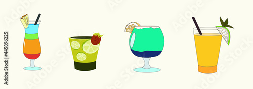 vector summer drinks cocktail glasses eps 10