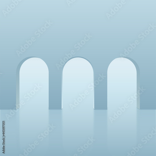 Abstract background with blue color geometric 3d podiums. Vector illustration