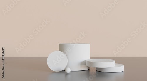 three white podium minimalist mockup scenes for cosmetics or another product  3d illustrations