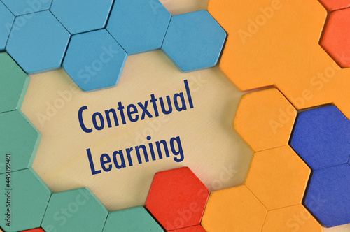 Colorful wooden blocks and text written with CONTEXTUAL LEARNING. Education concept. photo