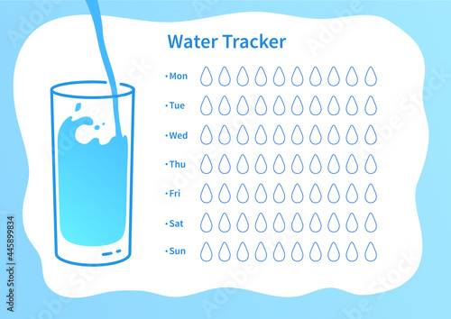 Water tracker with glass of water