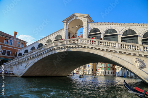 Rialto Bridge in Venice in the early evening with Grand Canal