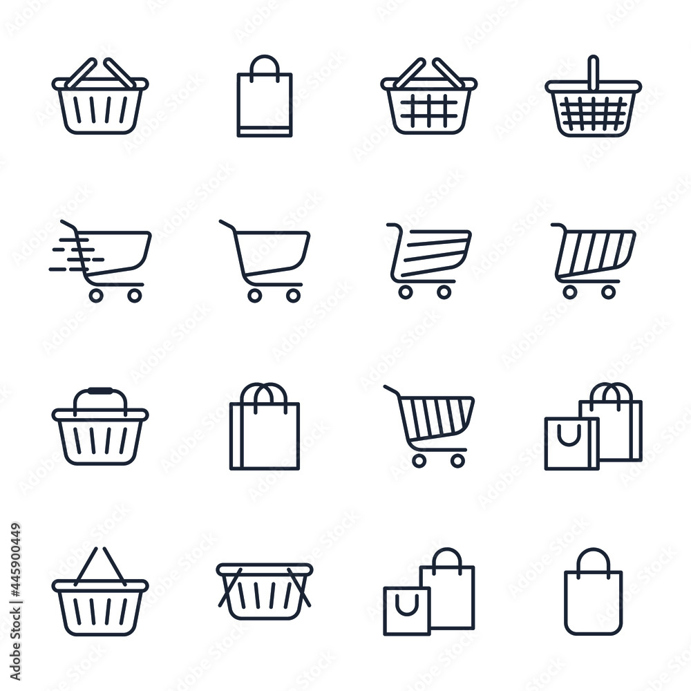 set of shopping cart elements symbol template for graphic and web design collection logo vector illustration