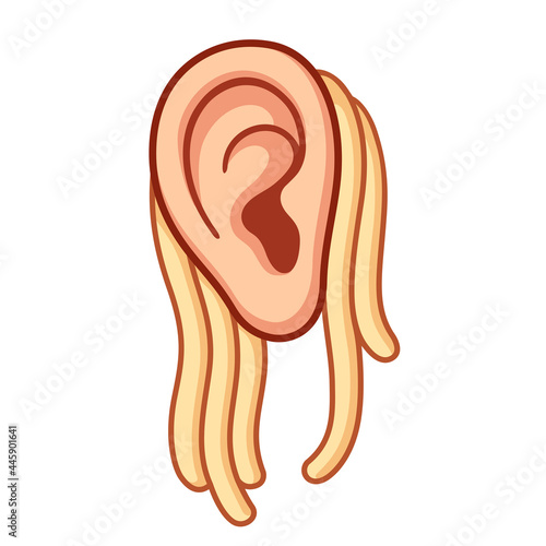 Cartoon noodles on ear drawing