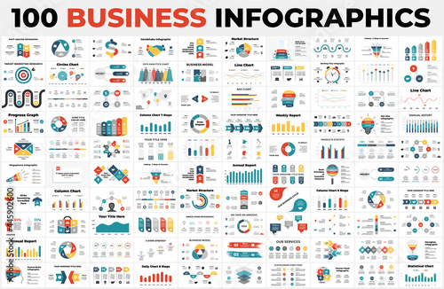 Papier peint 100 Business Infographics