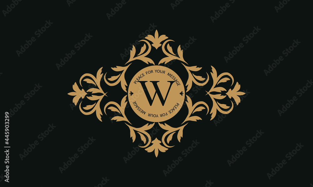 Elegant floral logo design template for one or two letters such as letter W. Calligraphic exquisite ornament. Business sign, monogram identity for restaurant, boutique, hotel, heraldic, jewelry.