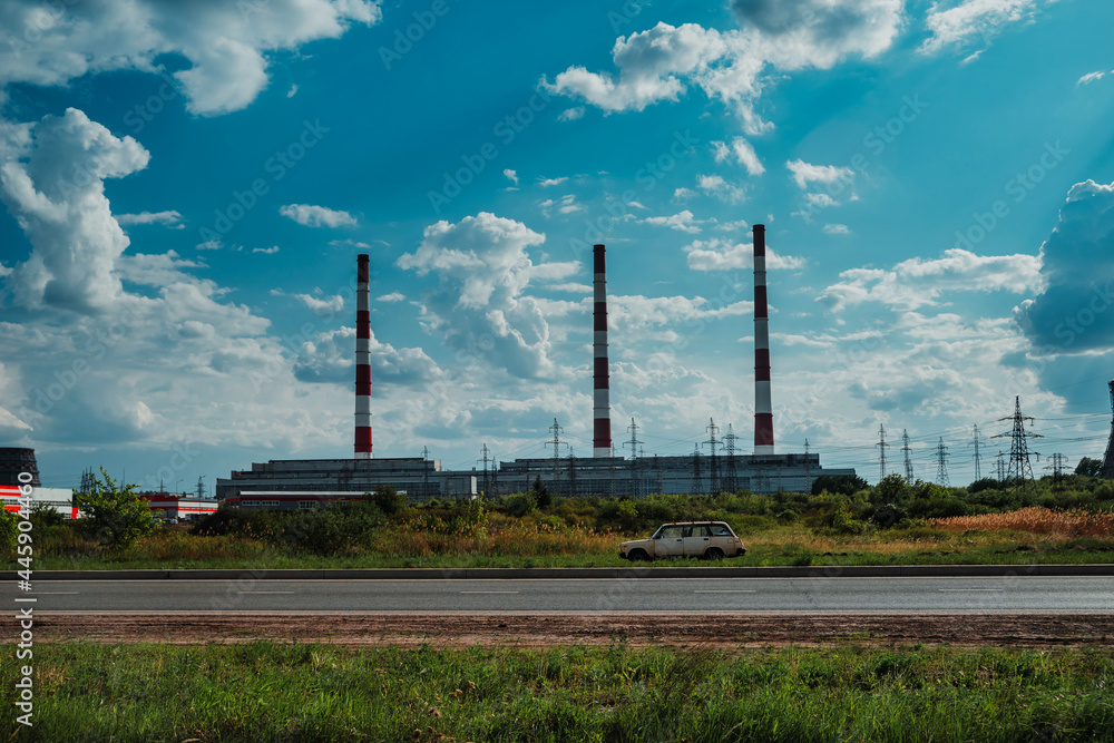 CHP plant in an industrial area. CHP in Naberezhnye Chelny, Tatarstan. 