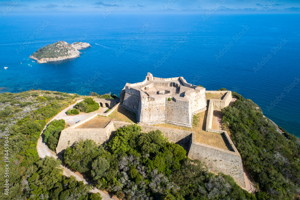 Star shaped castle fortification on Italian mediterranean coastline