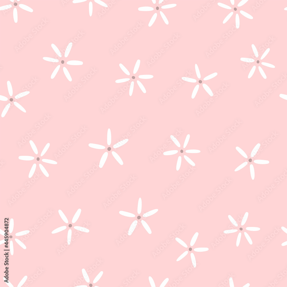 Simple seamless pattern with flowers. Cute endless print. Girly vector illustration. Simple seamless pattern with flowers. Cute endless print. Girly vector illustration.