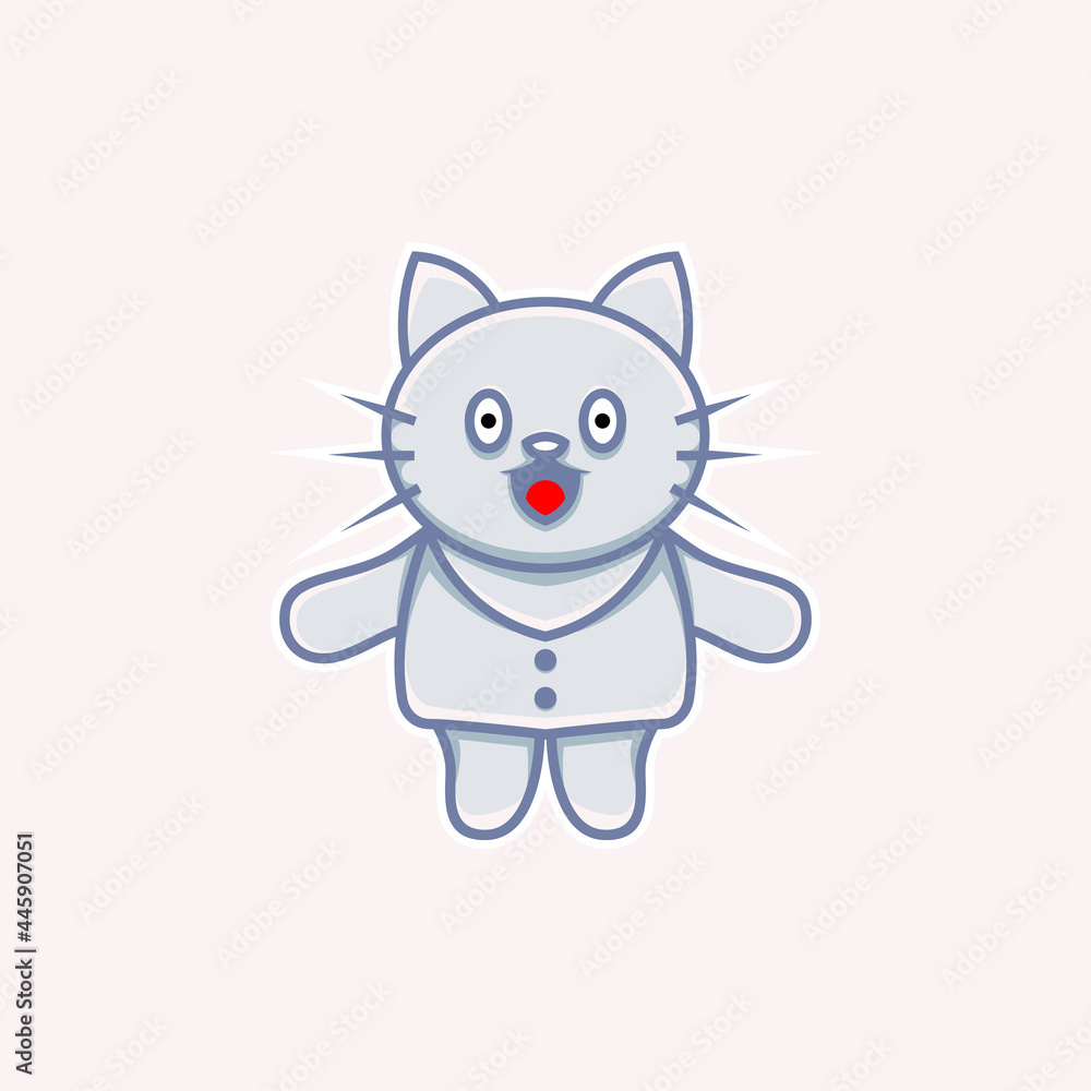 cute cat illustration wearing clothes in cartoon style