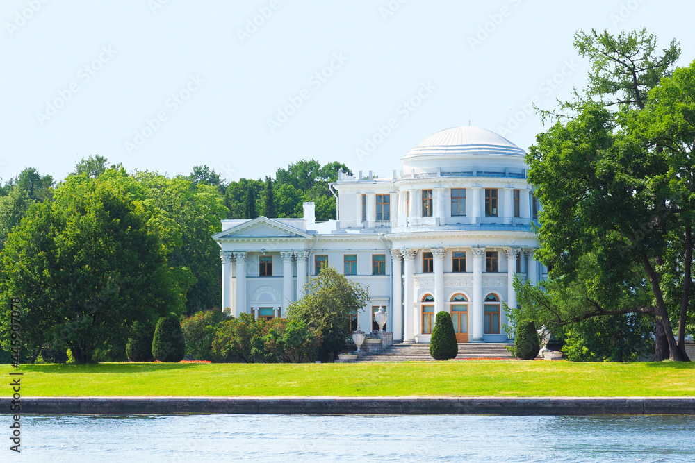 Elagin palace, Saint-Petersburg, Russia. Palace in the park on Elagin Island in summer in sunny weather