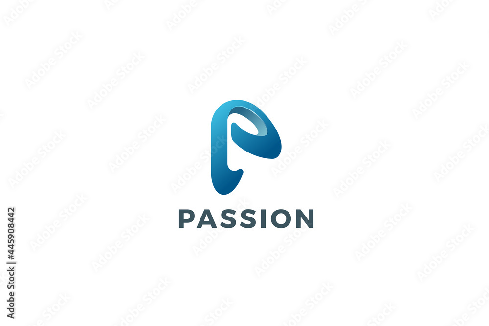 Letter p creative blue color 3d business logo Letter p creative blue color 3d business logo