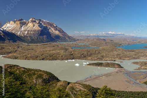 beautiful view over patagonian landscape at Torres del Paine national park, Chile