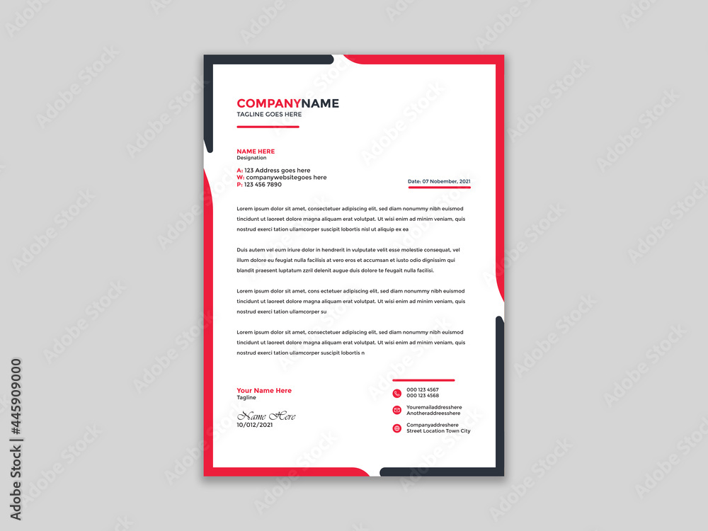 Letterhead design template, modern business letterhead design