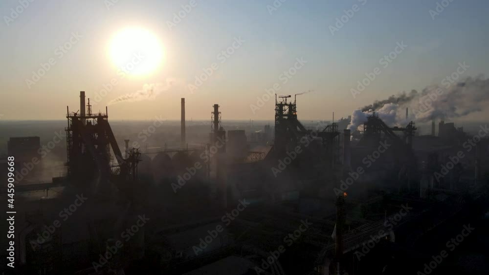 Steel Plant Industry Demis Pipe Pollution Emissions Flyover Drone 4K Video Steel Plant Industry Demis Pipe Pollution Emissions Flyover Drone 4K Video