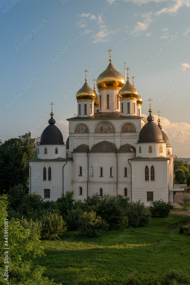 Uspensky Cathedral in Dmitrov near Moscow, Russia, in a park