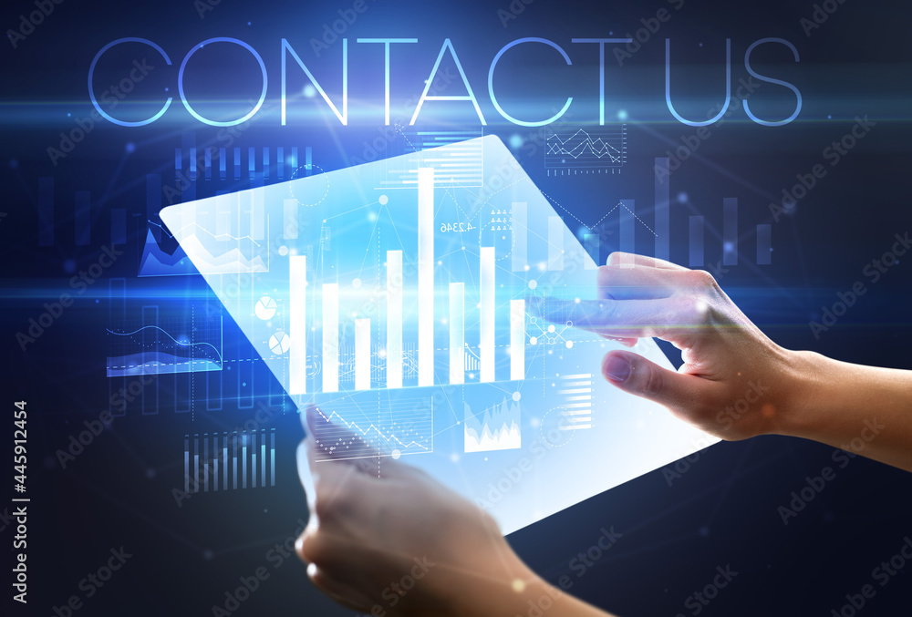Hand holding futuristic, business concept Hand holding futuristic, business concept
