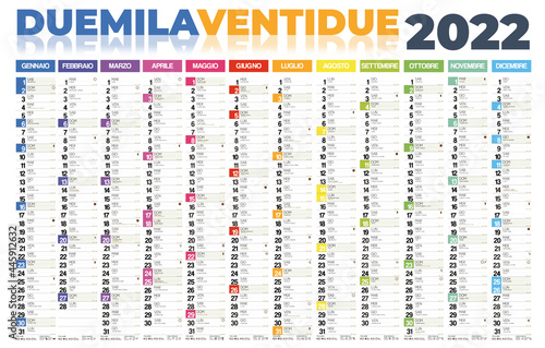 2022 italian calendar with italian holidays, zodiac , saints, moon phases, astronomical events, sunset and sunrise	