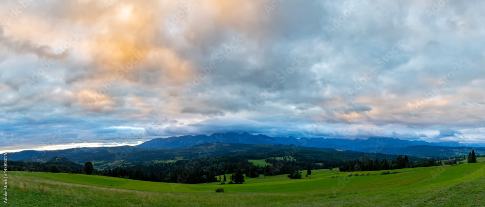 Fototapeta premium Landscape near Jurgow with High Tatras, Poland