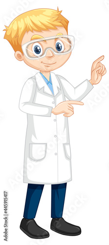 Boy Cartoon Character Wearing Laboratory Coat