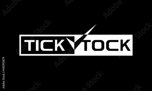 Tick Tock Black and white abstract logo concept