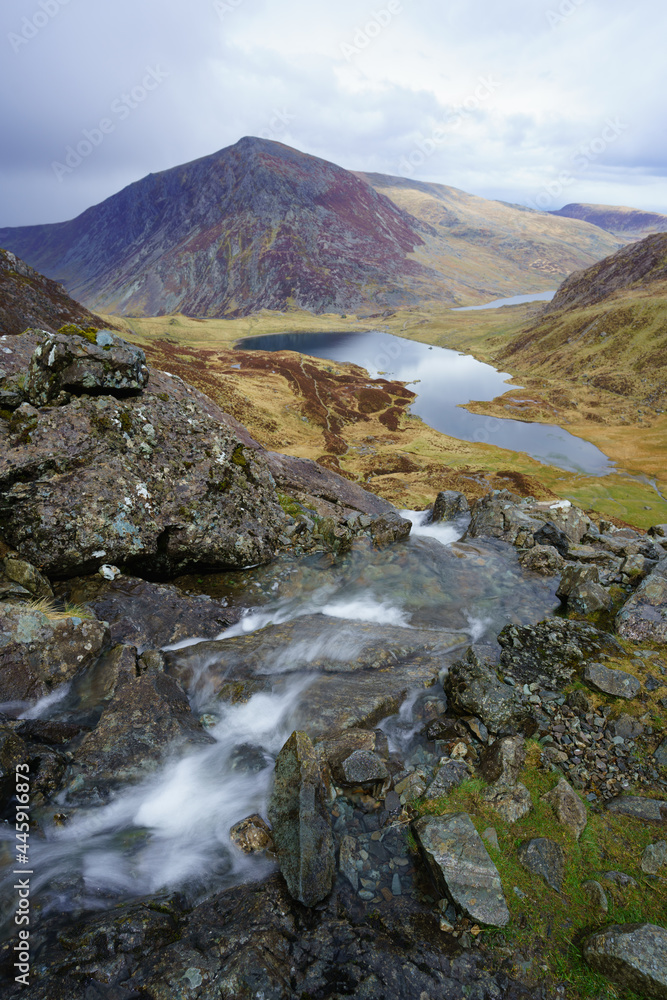Pen Yr Ole Wen in Snowdonia national park shot from Devil's Kitchen in Cym Idwal Pen Yr Ole Wen in Snowdonia national park shot from Devil's Kitchen in Cym Idwal