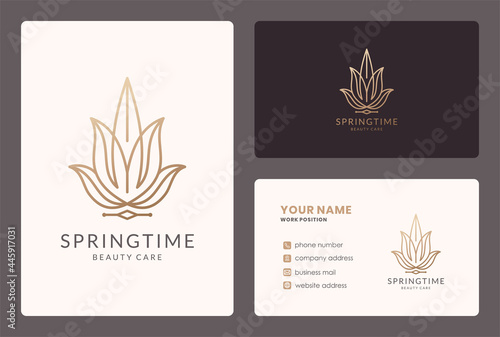 monogram flower logo and business card design.