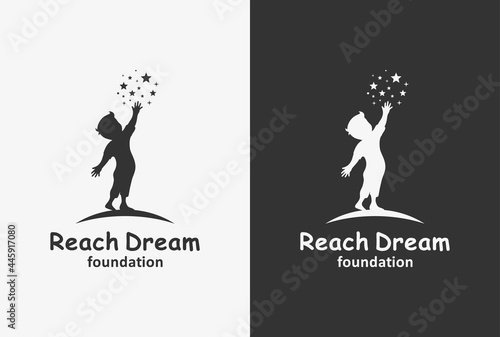 reach dream logo design with child and star element.
