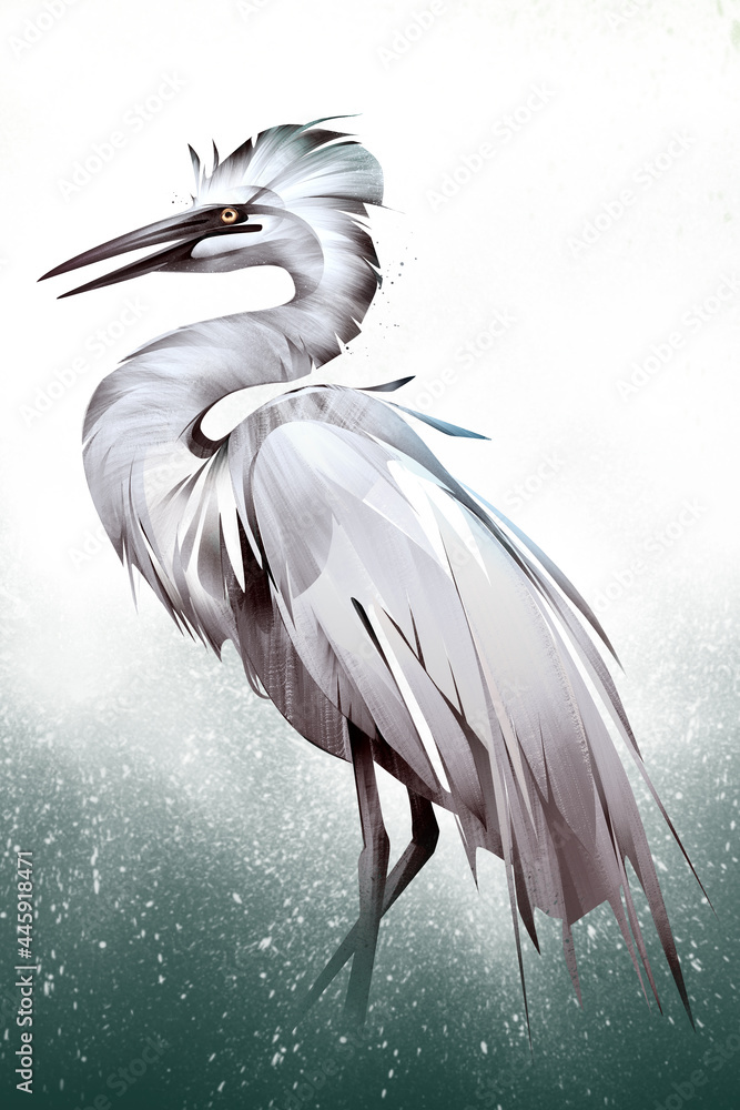 Fototapeta premium painted colored wading bird heron side view