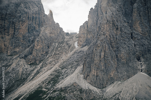 Toni Demetz Hut, Sassolungo, Sella pass, Dolimites. Forcella del Sassolungo. photo