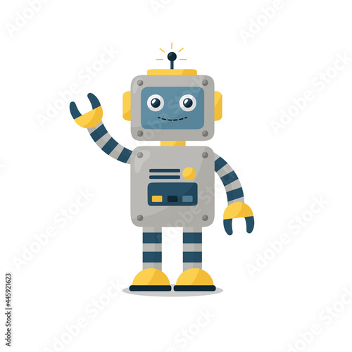 Cartoon robot isolated on white background. Vector illustration