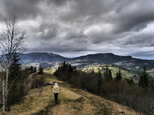 person in the mountains