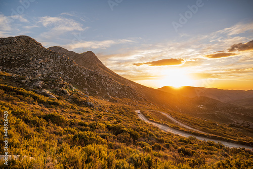 Shot of Swartberg Pass during sunset in the Little Karoo Western Cape South Africa photo